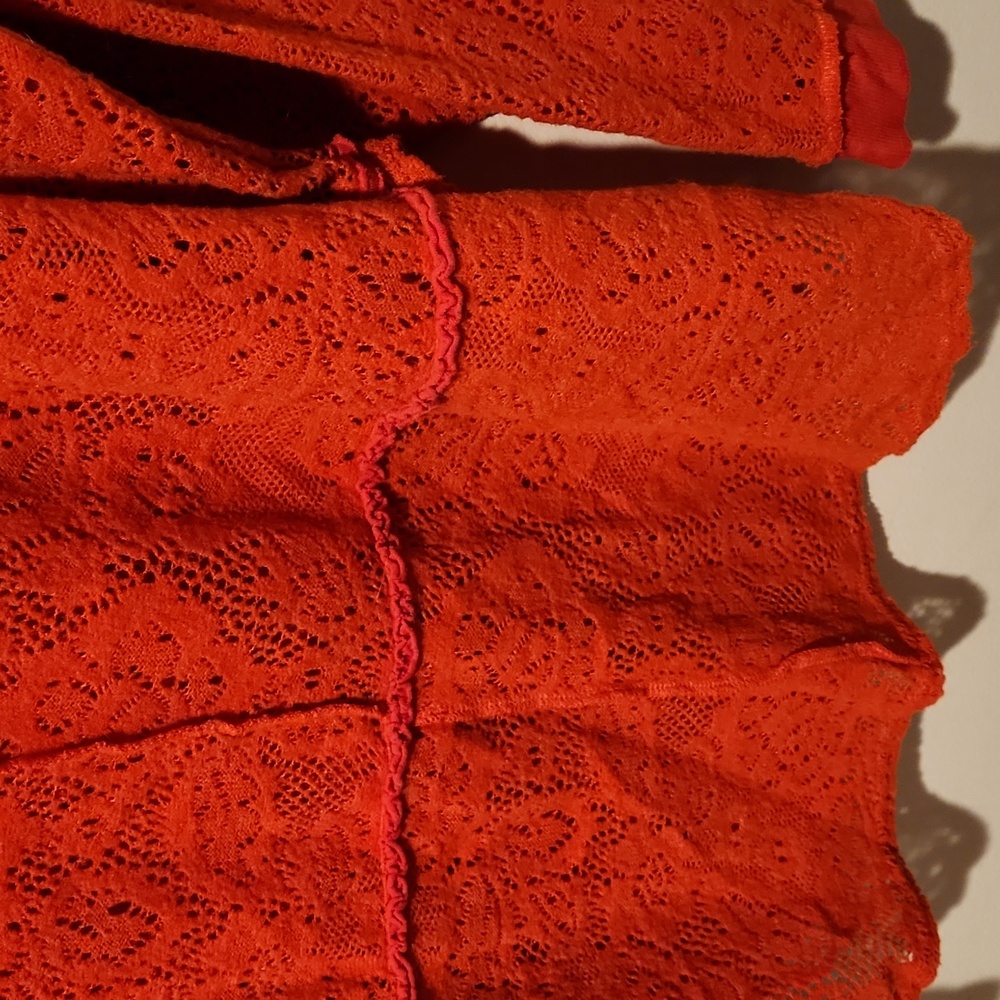 ❤️ FREE PEOPLE NOT COLD IN THIS LACE TOP, VIBRANT ORANGE, MEDIUM - Picture 14 of 15